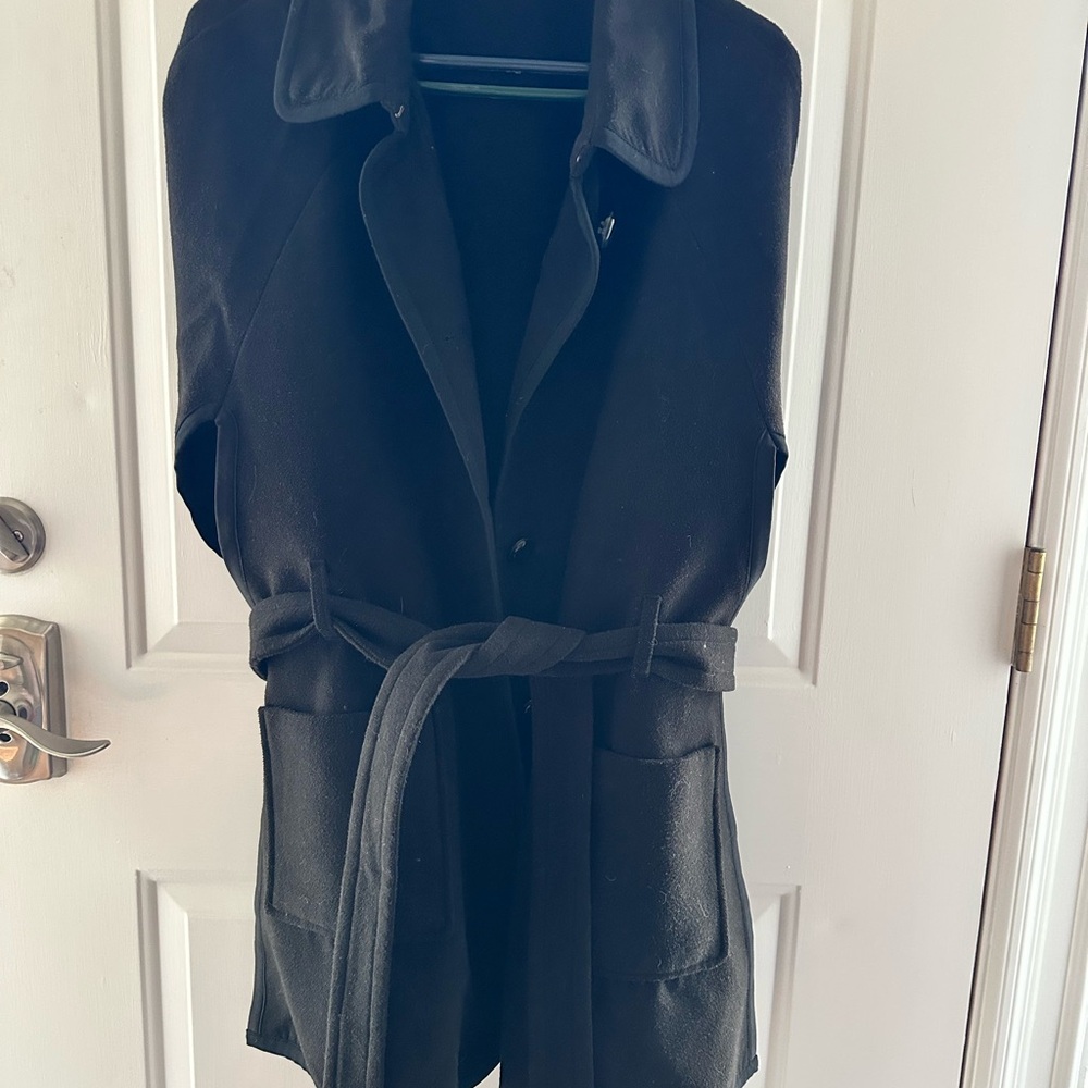 Joan Rivers Black Trench Poncho Style Coat with Strap